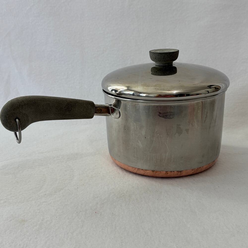 Revere Ware 2.5 Qt Sauce Pan Pot with Lid 1801 Copper Bottom USA Vintage